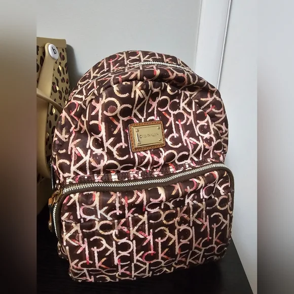 Calvin Klein Pink/Brown Fashion Backpack Purse (FREE SHIPPING!) Calvin Klein Brown Monogram CK Mini Backpack Purse Shoulder  main image 4